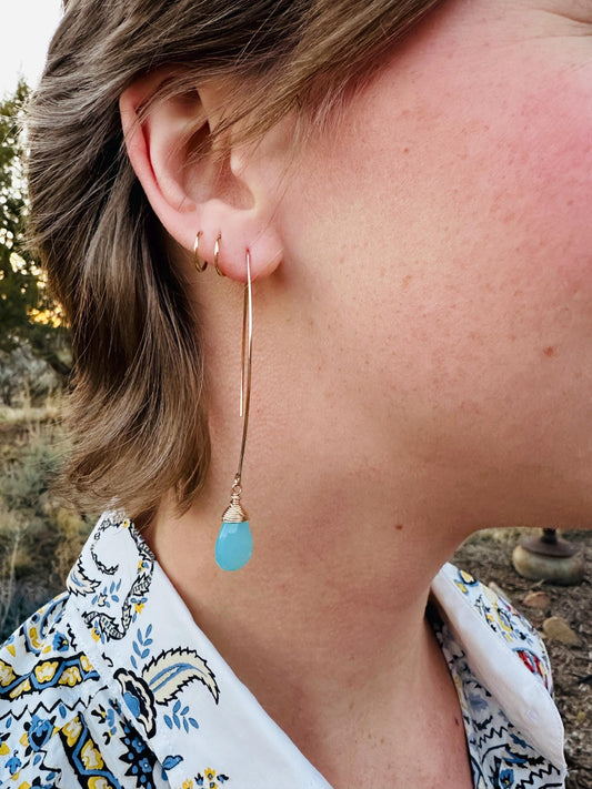 Big Bend 14K Gold Fill and Faceted Blue Chalcedony Earrings