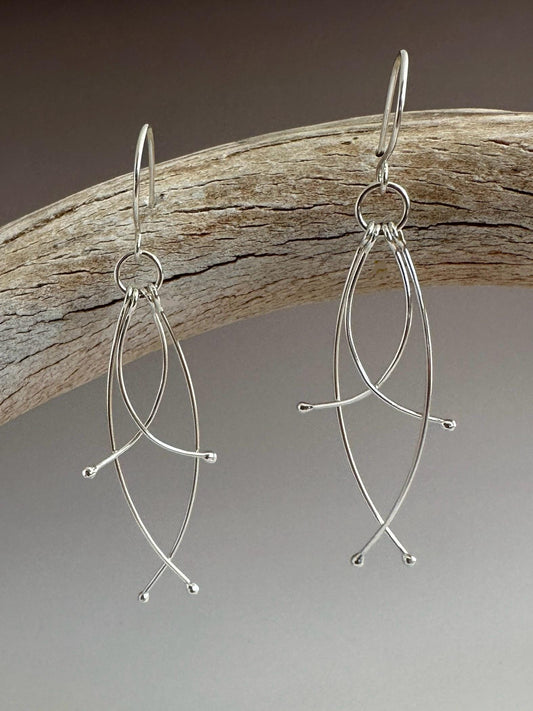 Waterfall Earrings, Argentium Silver Dangle Earrings
