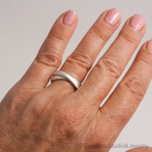 Hidden Symbol Interlocking Ring, Custom Sterling Silver Rolling Rings