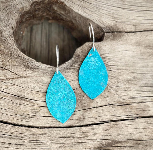 Patina Petals, Hammered Patinated Copper Earrings with Argentium Silver Earwires