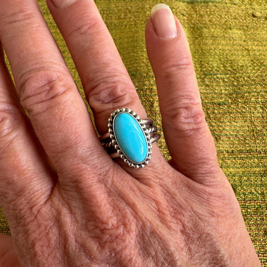 Blue Kingman Turquoise Ring, Size 6.75