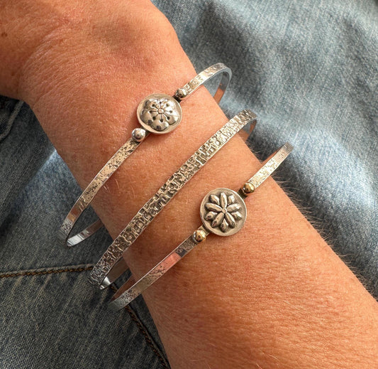 Hammered Sterling Silver Cuffs, Size Large