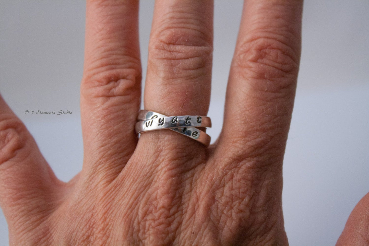 Double Mother's Ring, Sterling Silver Interlocking Rings, Personalized Rolling Rings