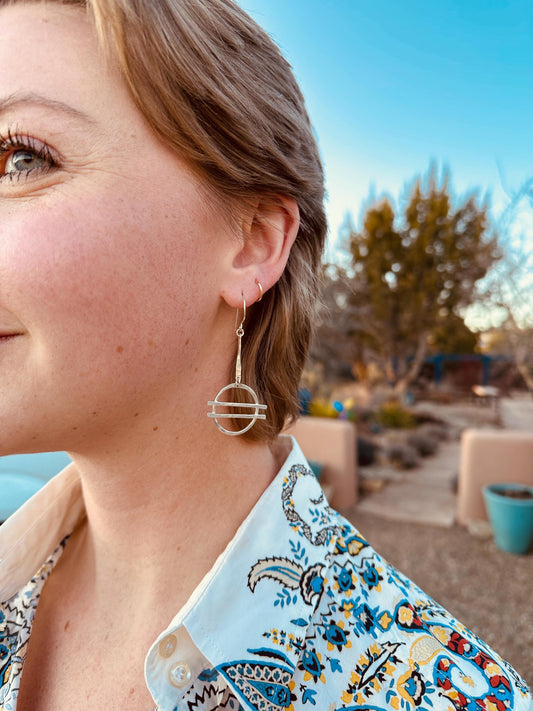 Don't Fence Me In!, Hammered Argentium Silver Dangle Earrings