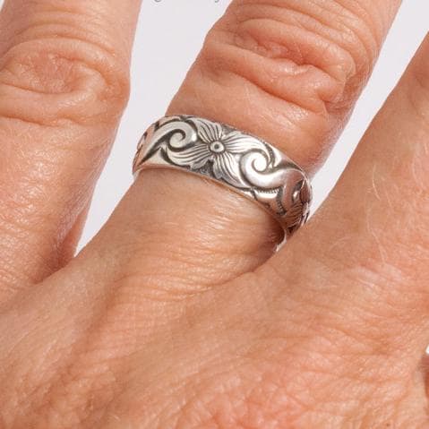 Kai Ring, Waves and Flowers Sterling Silver Ring for Men and Women