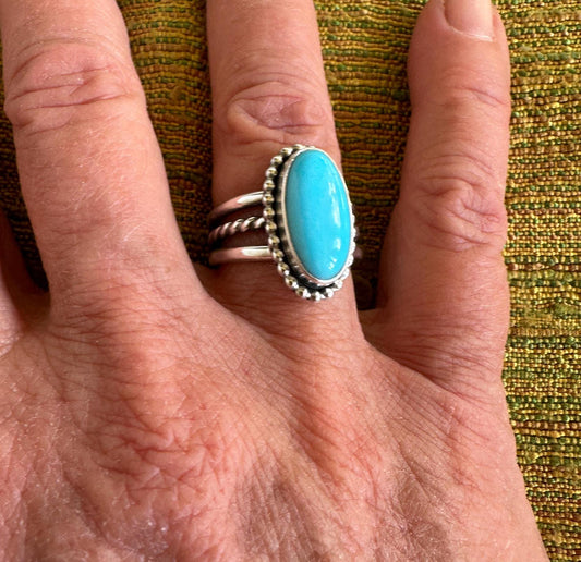 Blue Kingman Turquoise Ring, Size 6.75