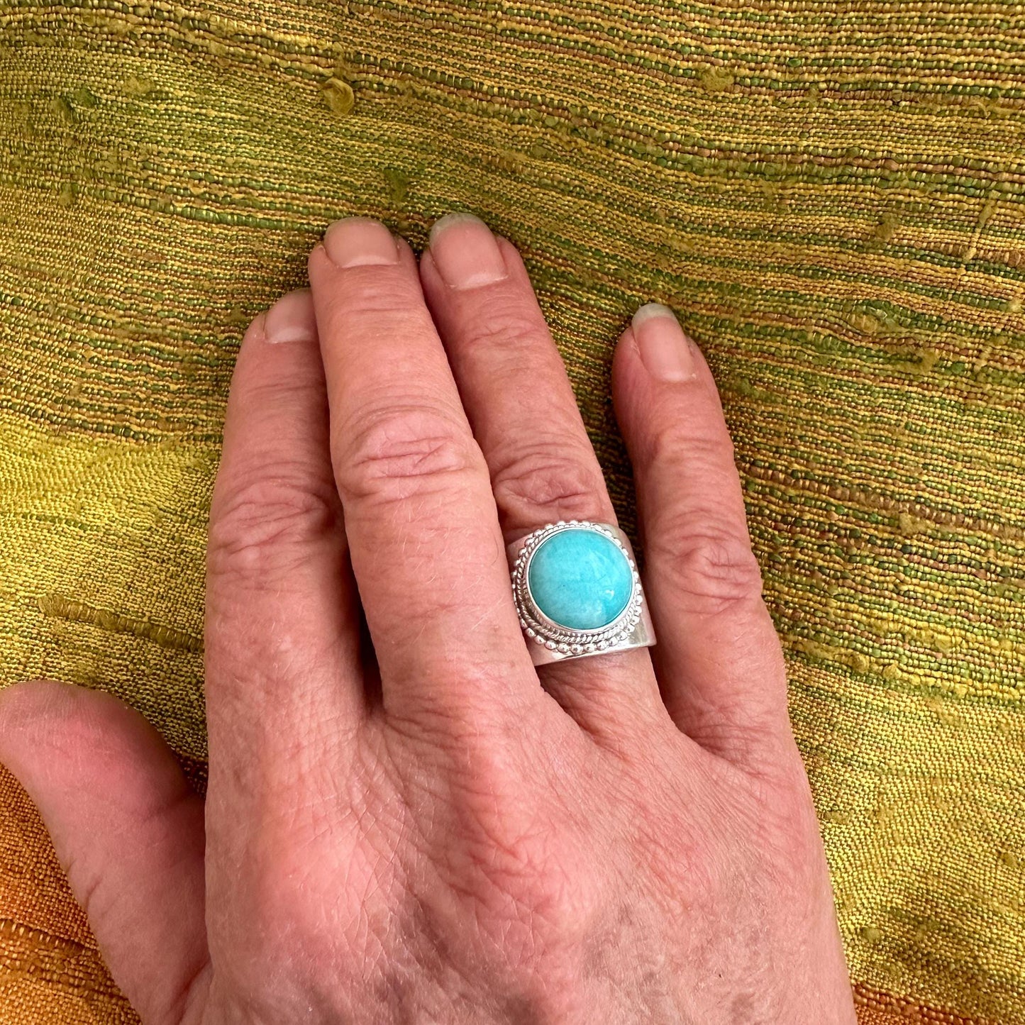 Amazonite Sterling Silver Ring, Size 6.75