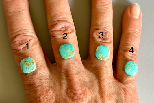 Hammered Sterling Silver and Kingman Turquoise Ring, Wide Hammered American Turquoise Ring