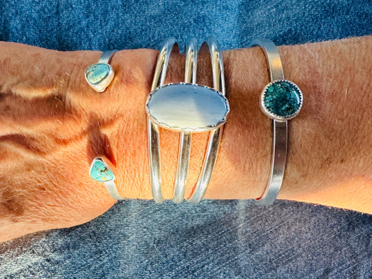 Sterling Silver Cuff Bracelets, Size Extra Small, Small, Medium