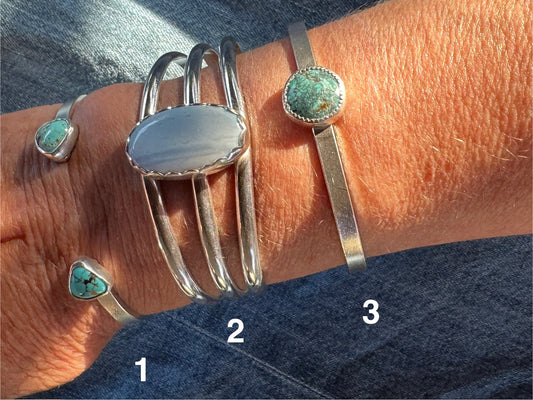 Sterling Silver Cuff Bracelets, Size Extra Small, Small, Medium