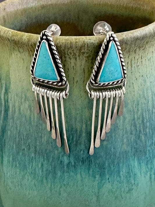 #8 Turquoise and Sterling Silver Post Earrings