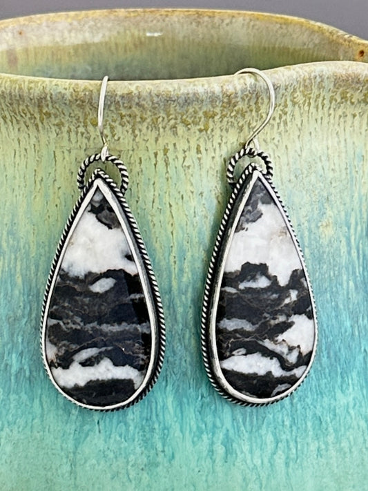 Zebra Jasper and Sterling Silver Earrings