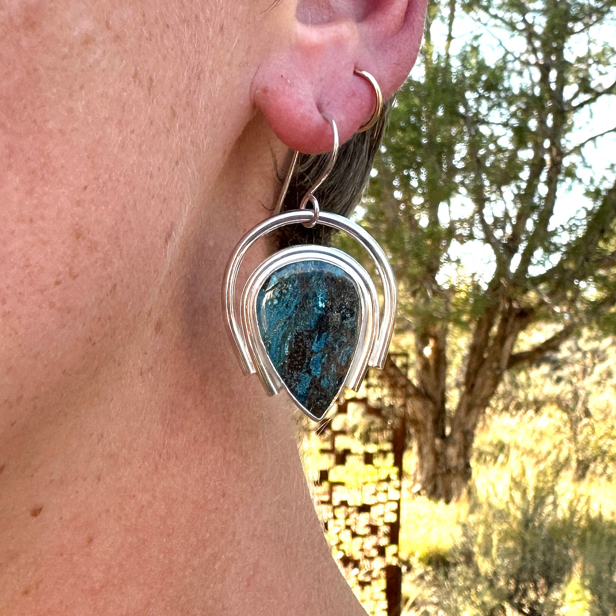 Shattuckite Deco Style Earrings