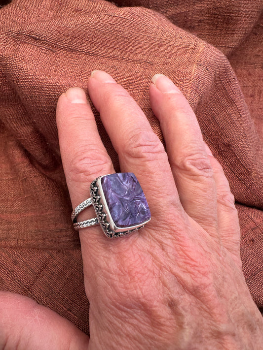 Charoite Statement Ring
