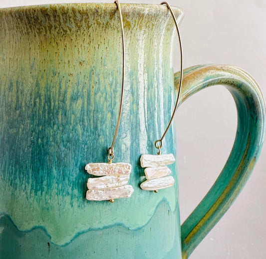 Big Bend 14K Gold Fill and White Biwa Pearl Earrings