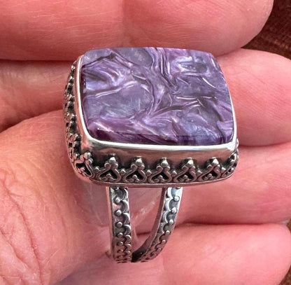 Charoite Statement Ring
