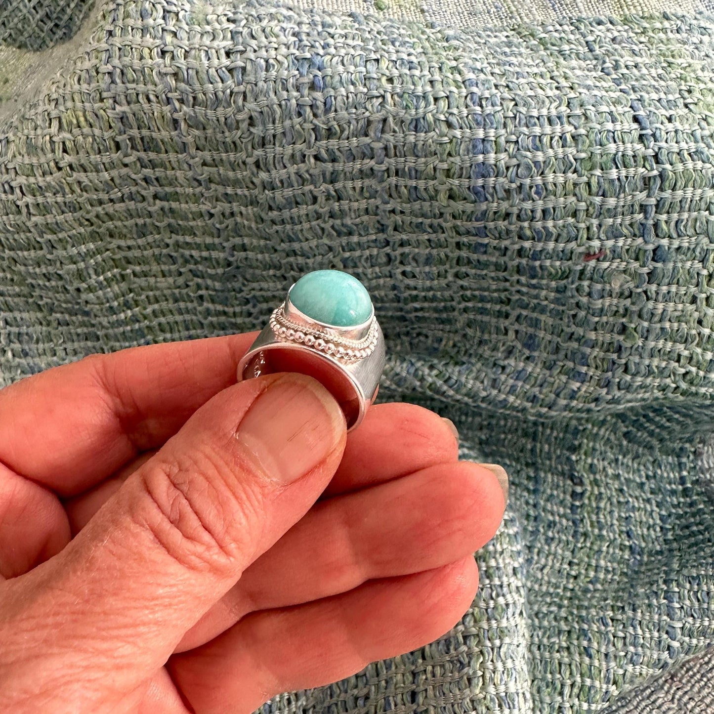 Amazonite Sterling Silver Ring, Size 6.75