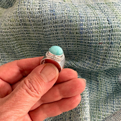 Amazonite Sterling Silver Ring, Size 6.75