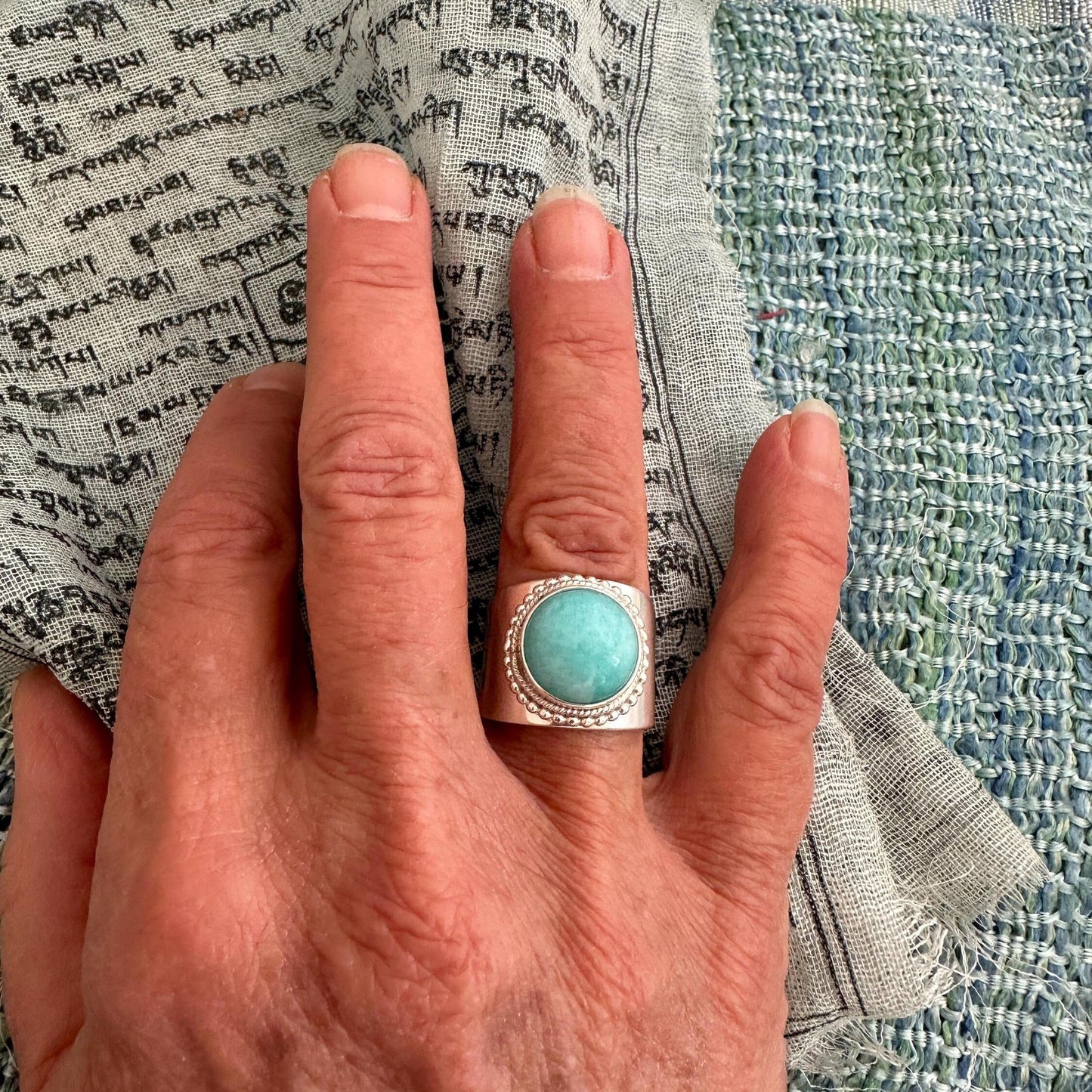 Amazonite Sterling Silver Ring, Size 6.75