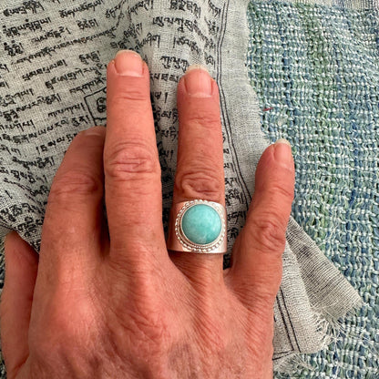 Amazonite Sterling Silver Ring, Size 6.75