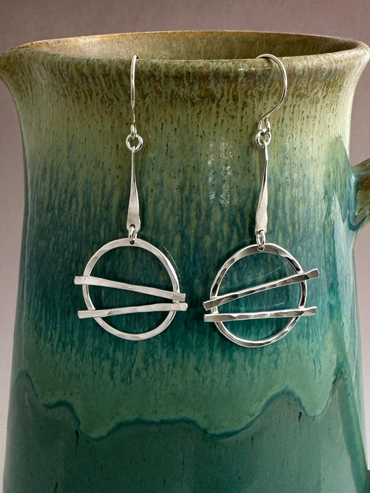 Sushi Tonight?, Chopsticks Earrings, Hammered Argentium Silver Dangle Earrings