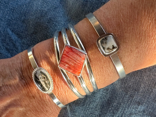 Sterling Silver Cuff Bracelets, Size Small/Medium