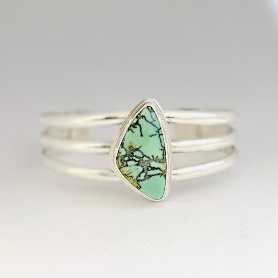 Nautilus Variscite and Sterling Silver Cuff Bracelet, Size 6.0"