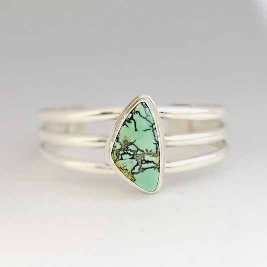 Nautilus Variscite and Sterling Silver Cuff Bracelet, Size 6.0"