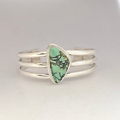 Nautilus Variscite and Sterling Silver Cuff Bracelet, Size 6.0"