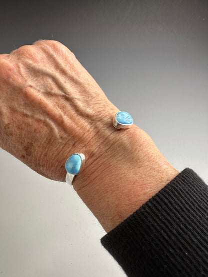 Hammered Sterling Reverse Cuff with Golden Hills Turquoise, Size 6 3/8"