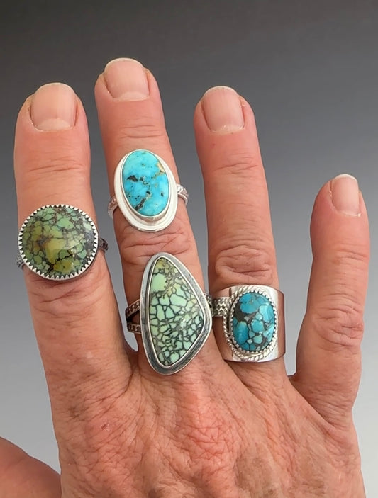 Turquoise and Variscite Sterling Silver Rings