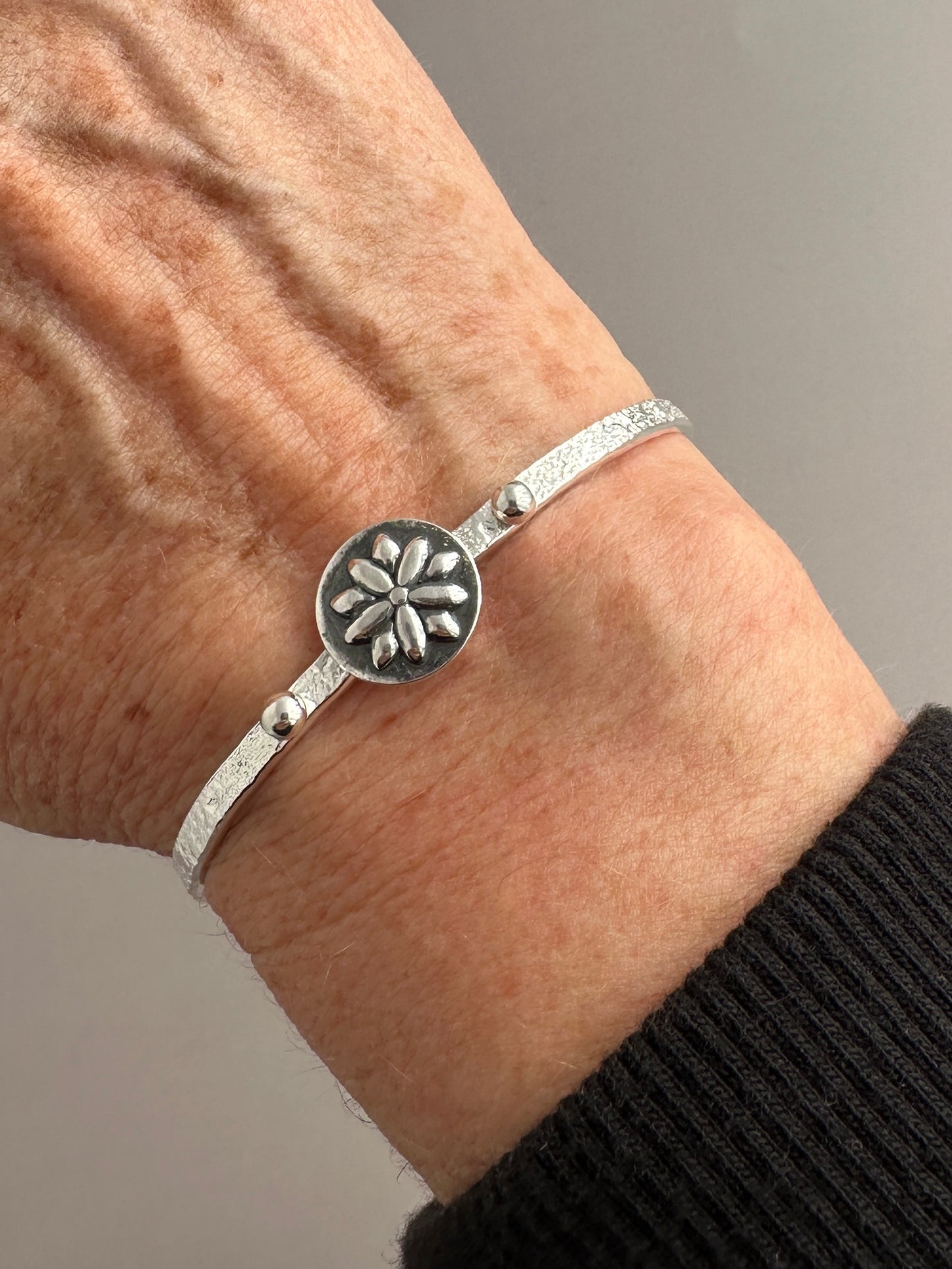 Dainty Sterling Silver Cuff Bracelet, Size 6.25"