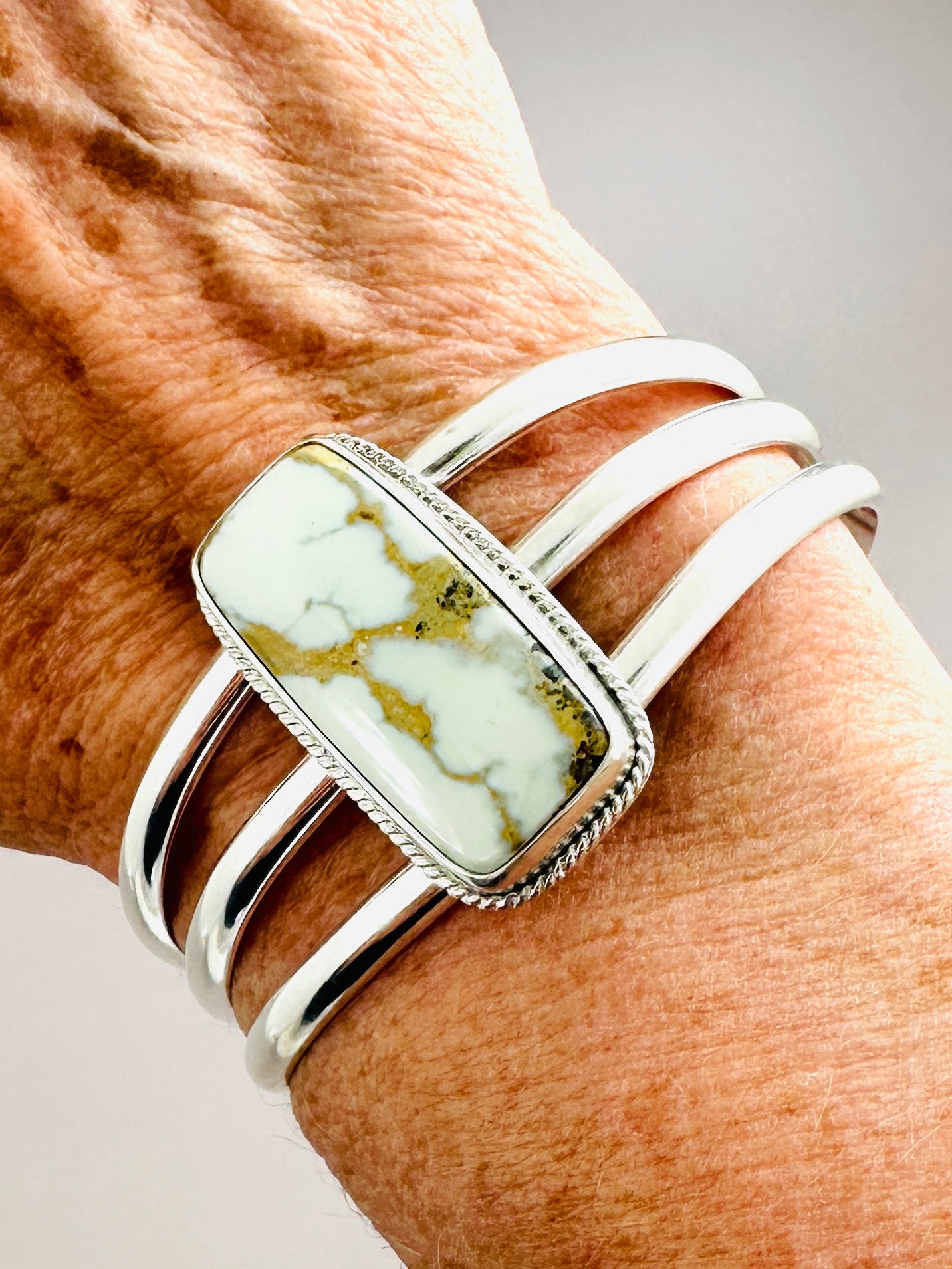 Emerald Basin Variscite & Sterling Silver Cuff, Size 6 3/8"