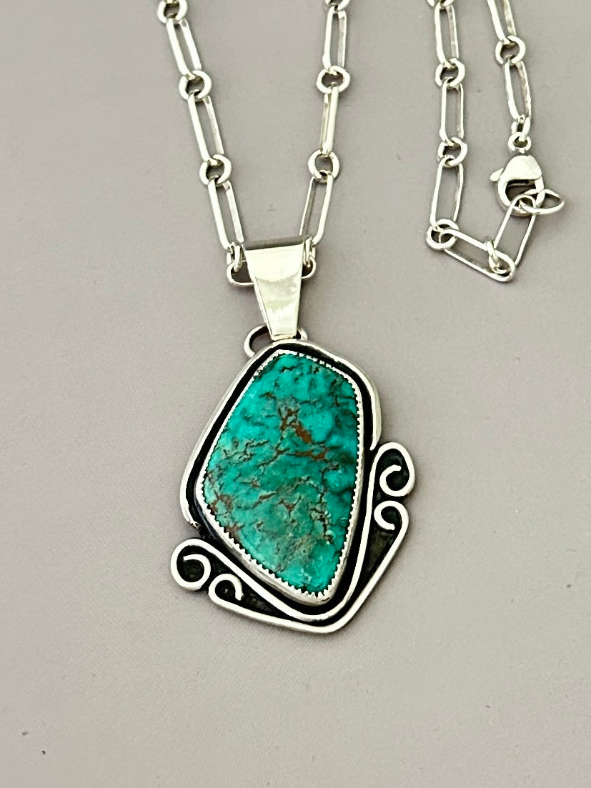 Patagonia Turquoise and Sterling Silver Pendant or Necklace