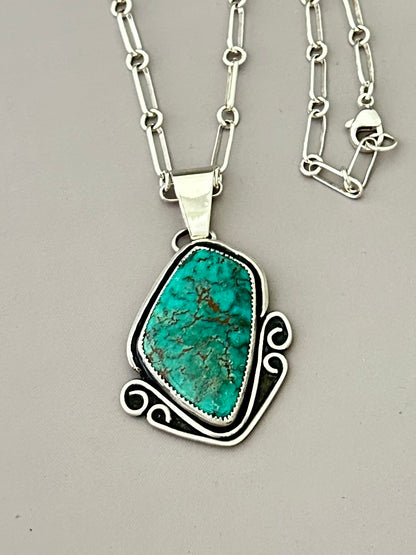 Patagonia Turquoise and Sterling Silver Pendant or Necklace