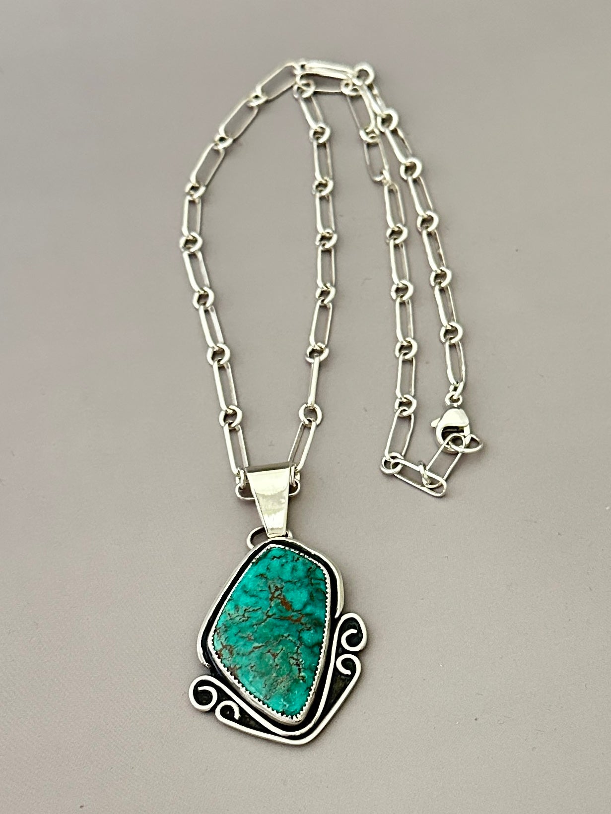 Patagonia Turquoise and Sterling Silver Pendant or Necklace