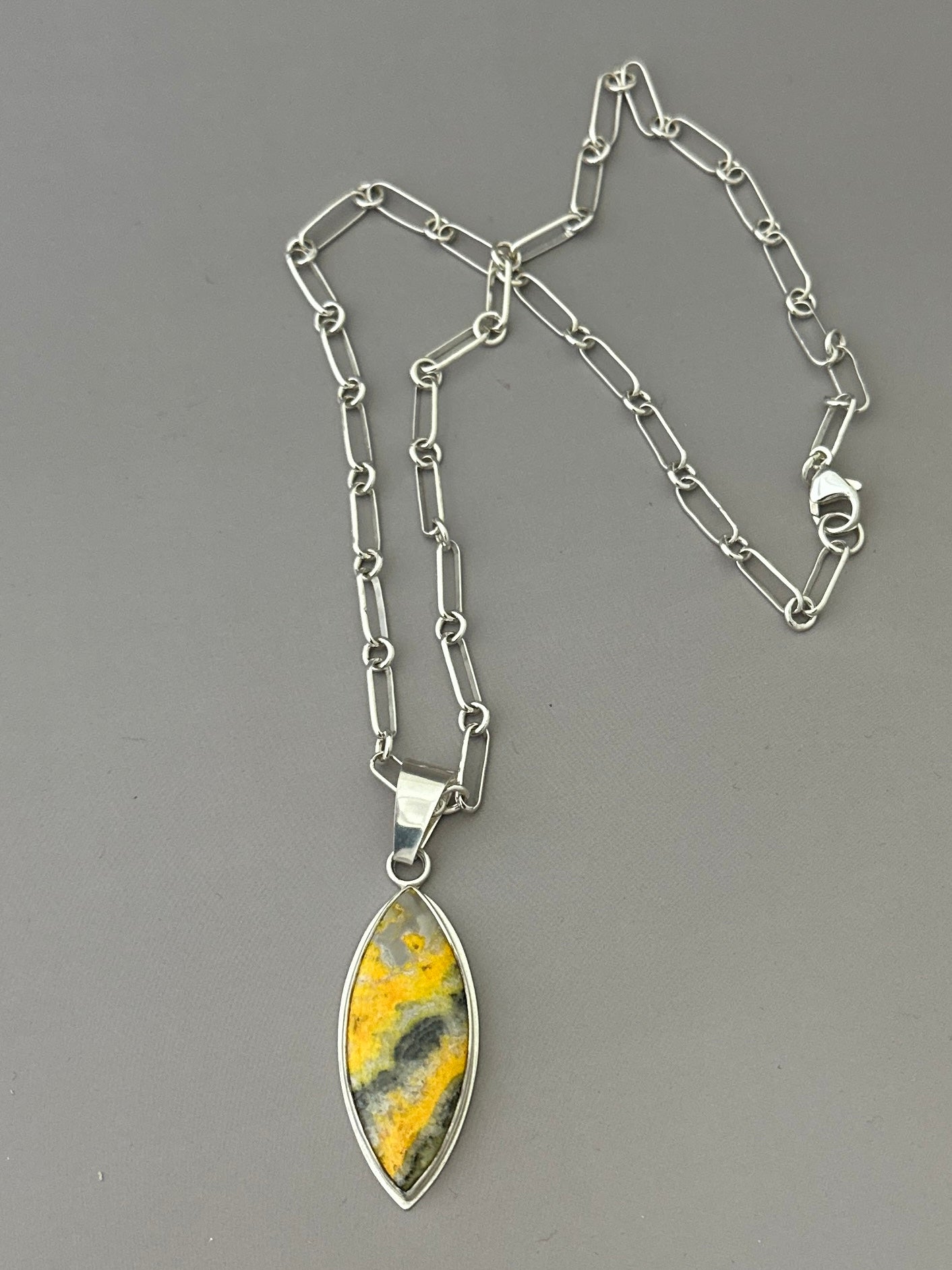 Bumble Bee Stone Sterling Silver Pendant/Necklace