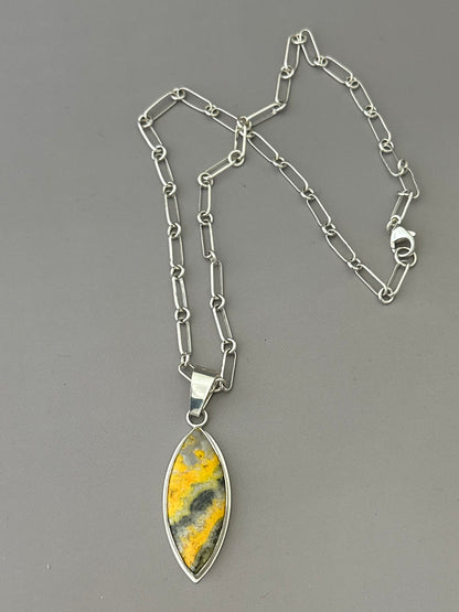 Bumble Bee Stone Sterling Silver Pendant/Necklace