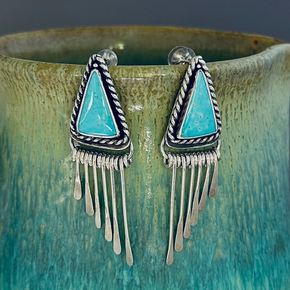 #8 Turquoise and Sterling Silver Post Earrings