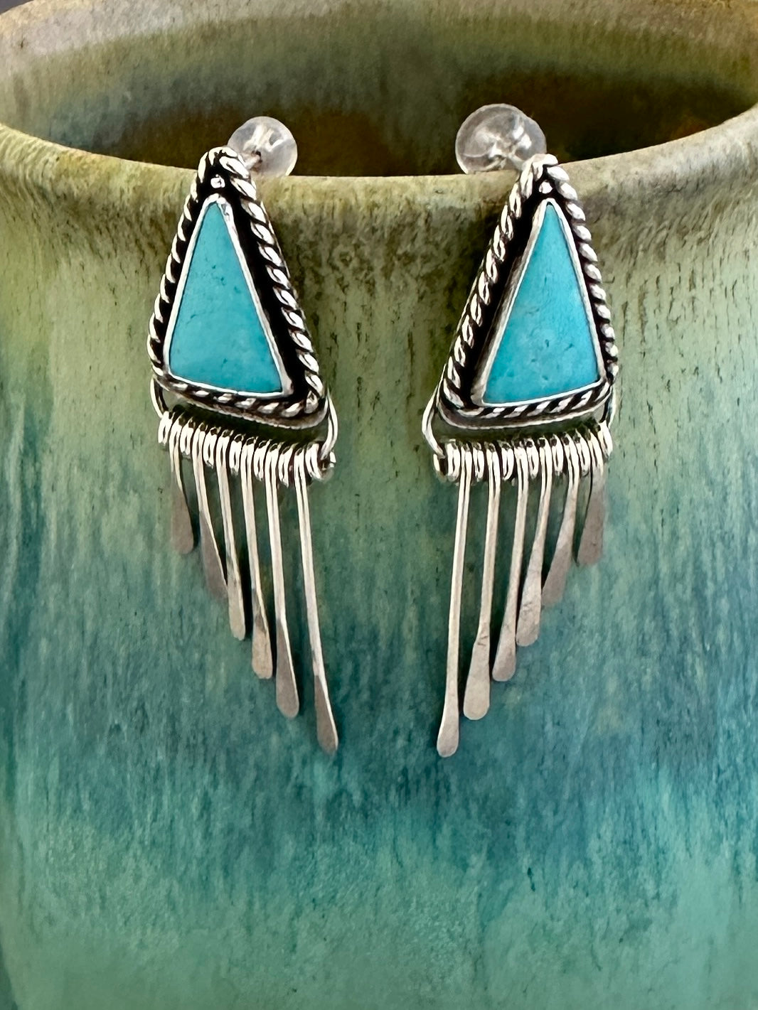 #8 Turquoise and Sterling Silver Post Earrings