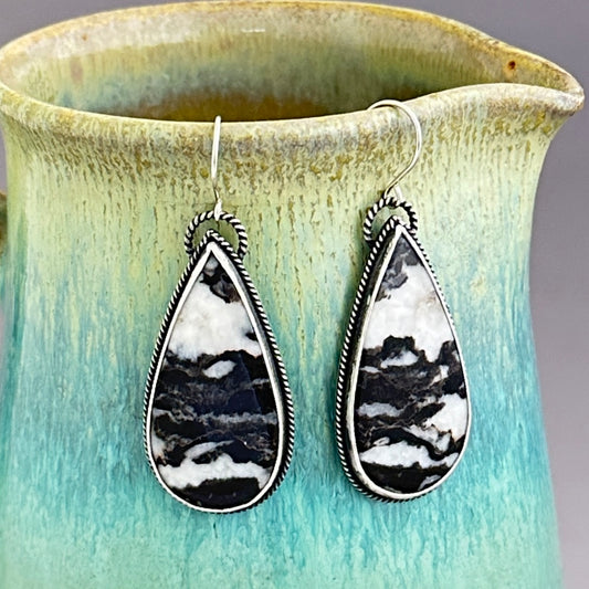 Zebra Jasper and Sterling Silver Earrings