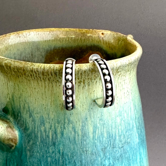 Fused Argentium Sterling Silver Half Hoop Earrings
