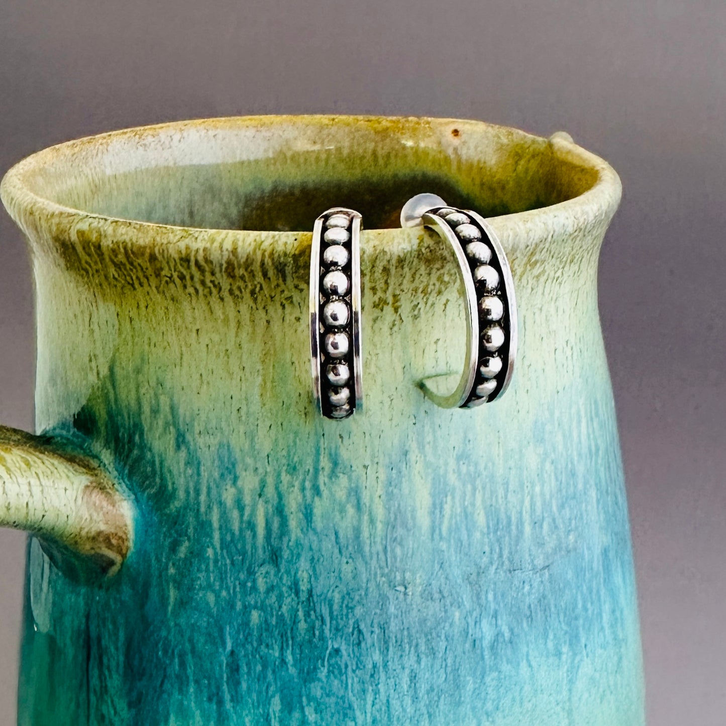 Fused Argentium Sterling Silver Half Hoop Earrings