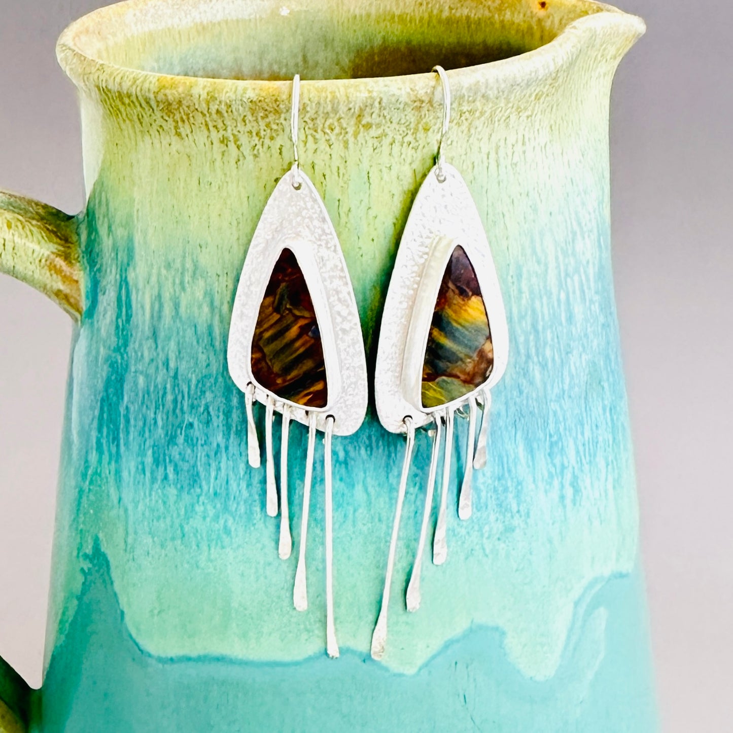 Pietersite Sterling Silver Fringed Earrings