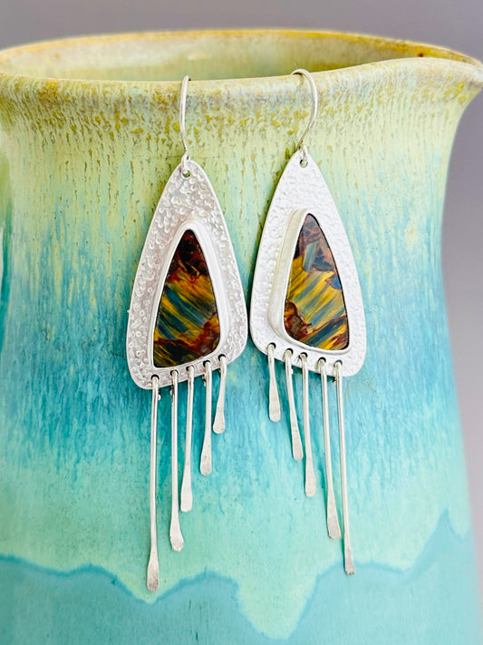 Pietersite Sterling Silver Fringed Earrings