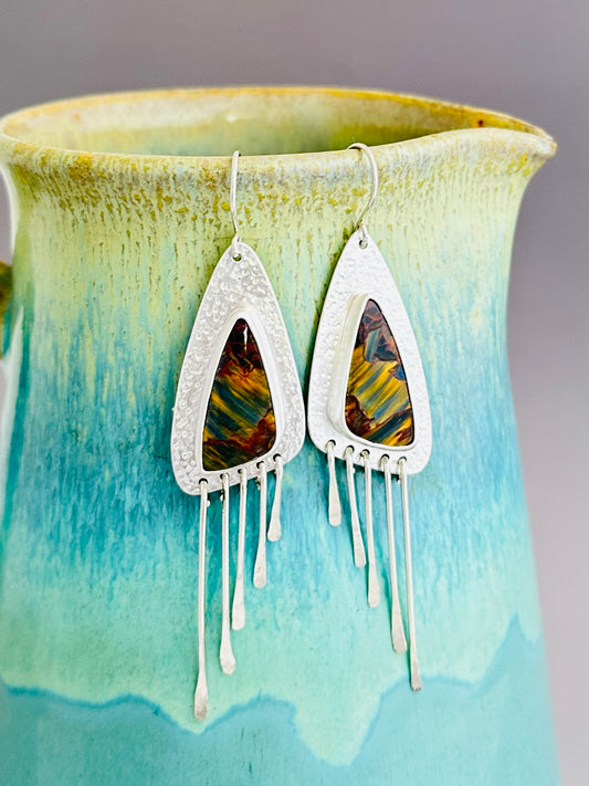 Pietersite Sterling Silver Fringed Earrings