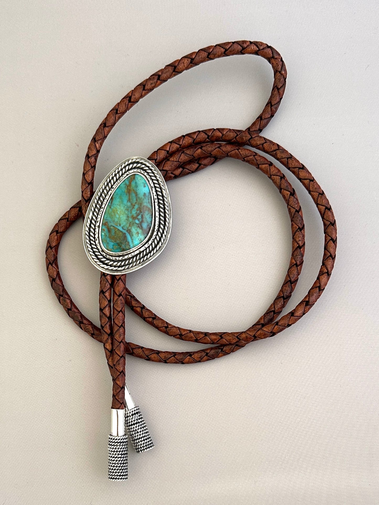 Ceremonial Kingman Turquoise and Sterling Silver Bolo Tie