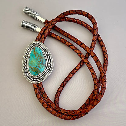 Ceremonial Kingman Turquoise and Sterling Silver Bolo Tie