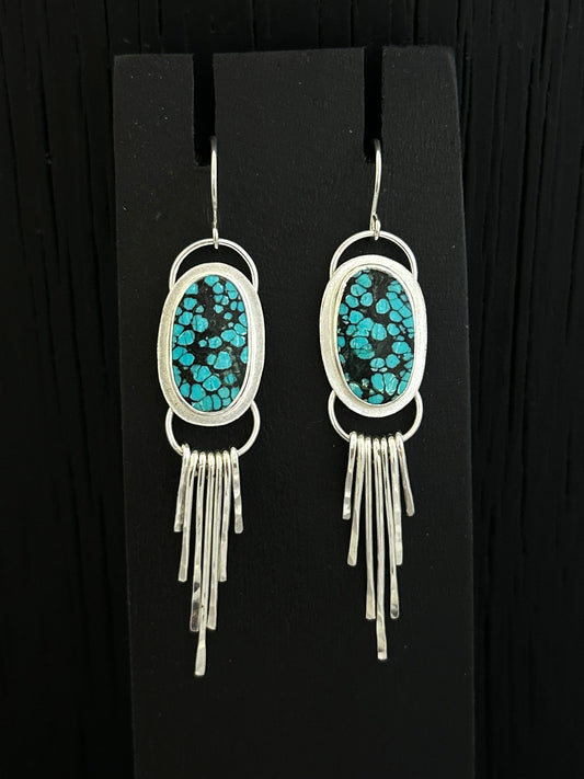 Tibetan Spiderweb Turquoise Earrings