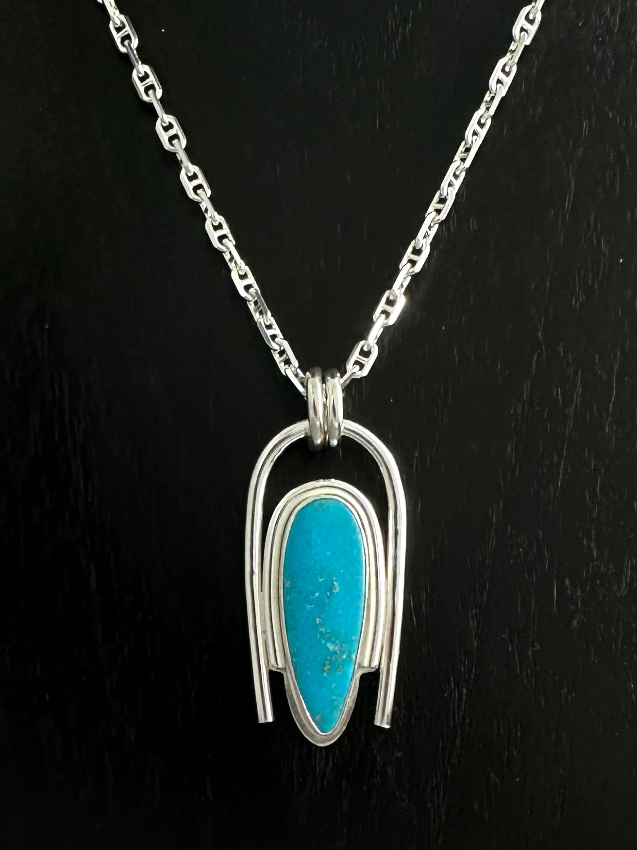 Blue Gem Turquoise Pendant Necklace
